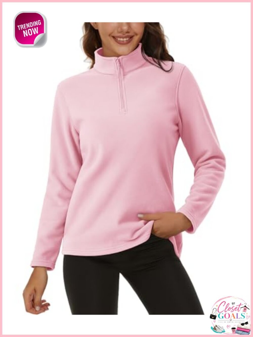 Women's Quarter Zip Fleece Pullover Lightweight Stand Collar Sweatshirt